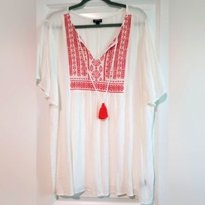 Torrid Crinkle Gauze Embroidered Top